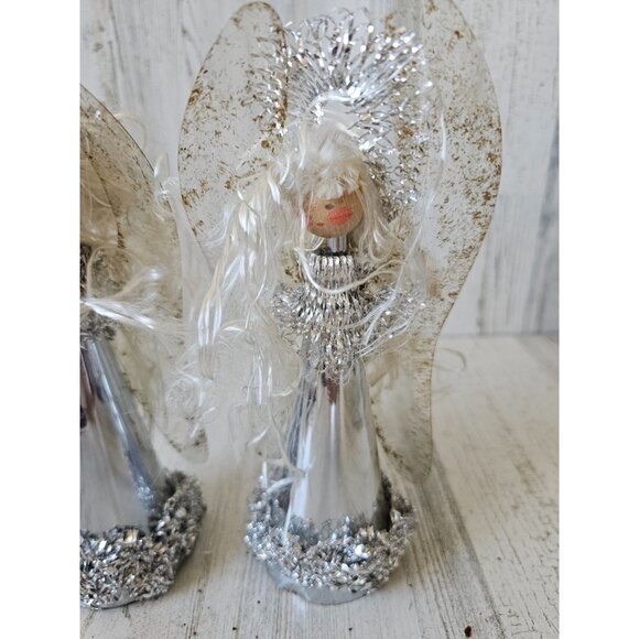 Antique silver angel cherub cardboard set Xmas vintage - Picture 3 of 8